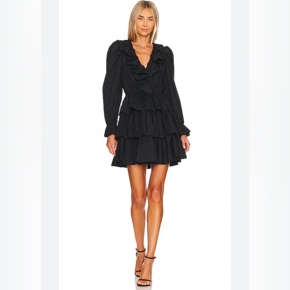 Ulla Johnson Black Ruffled Long Sleeve Dress